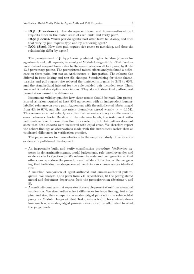 Page 3 of VeeReview: Measuring Build-Verify Pairs in Agent-Authored Pull Requests from a V-Model Perspective