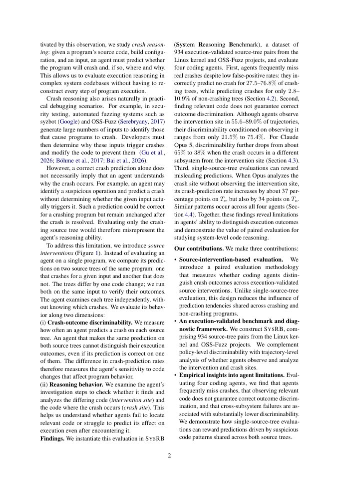 Page 2 of Do Coding Agents Understand Why Systems Crash---and Why They Don't?