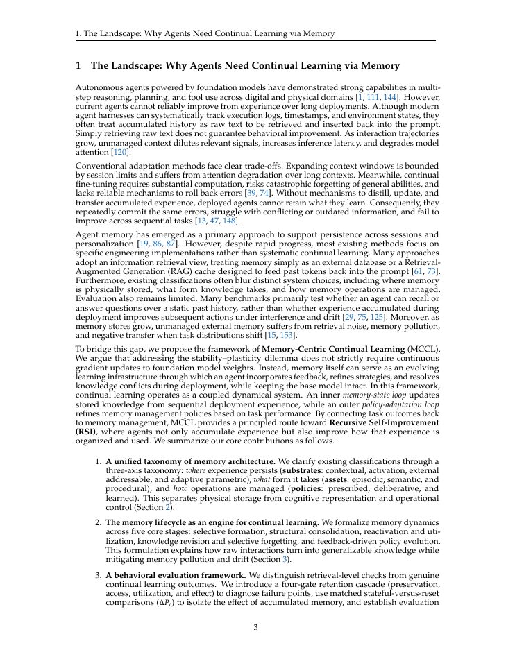 Page 3 of Memory-Centric Continual Learning for AI Agents