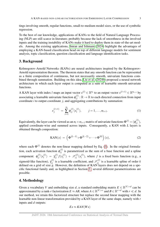 Page 3 of A KAN-based Non-linear Factorization for Embedding Layer Compression