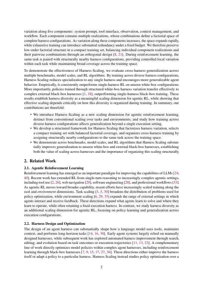 Page 2 of Harness Scaling for Generalizable Agentic Reinforcement Learning