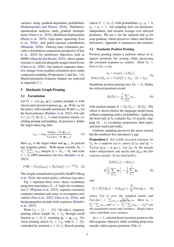Page 3 of Stochastic Pruning of the DPO Computation Graph: 1.4x Faster Training and Lower Peak Memory