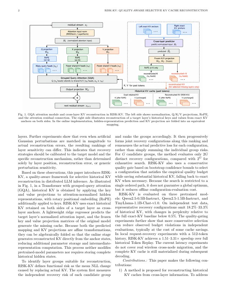 Page 2 of RISK-KV: Quality-Aware Selective KV Cache Reconstruction for Distributed LLM Inference