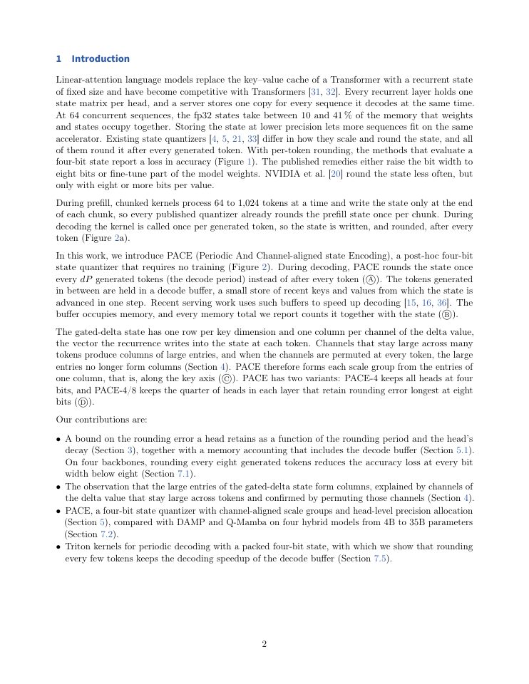 Page 2 of PACE: Periodic and Channel-Aligned Encoding of Four-Bit Recurrent States