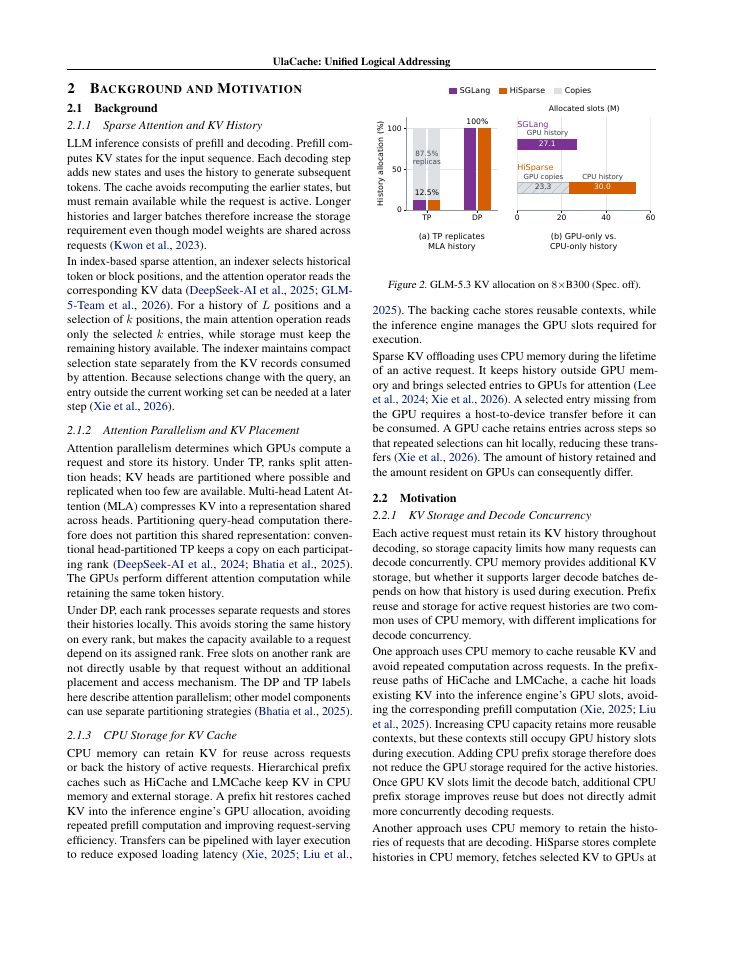 Page 3 of UlaCache: Unified Logical Addressing for Sparse LLM Serving