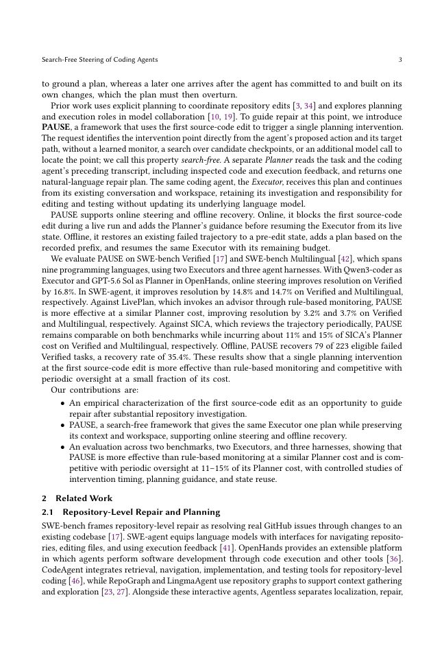 Page 3 of PAUSE: Search-Free Steering of Coding Agents Before Their First Source-Code Edit
