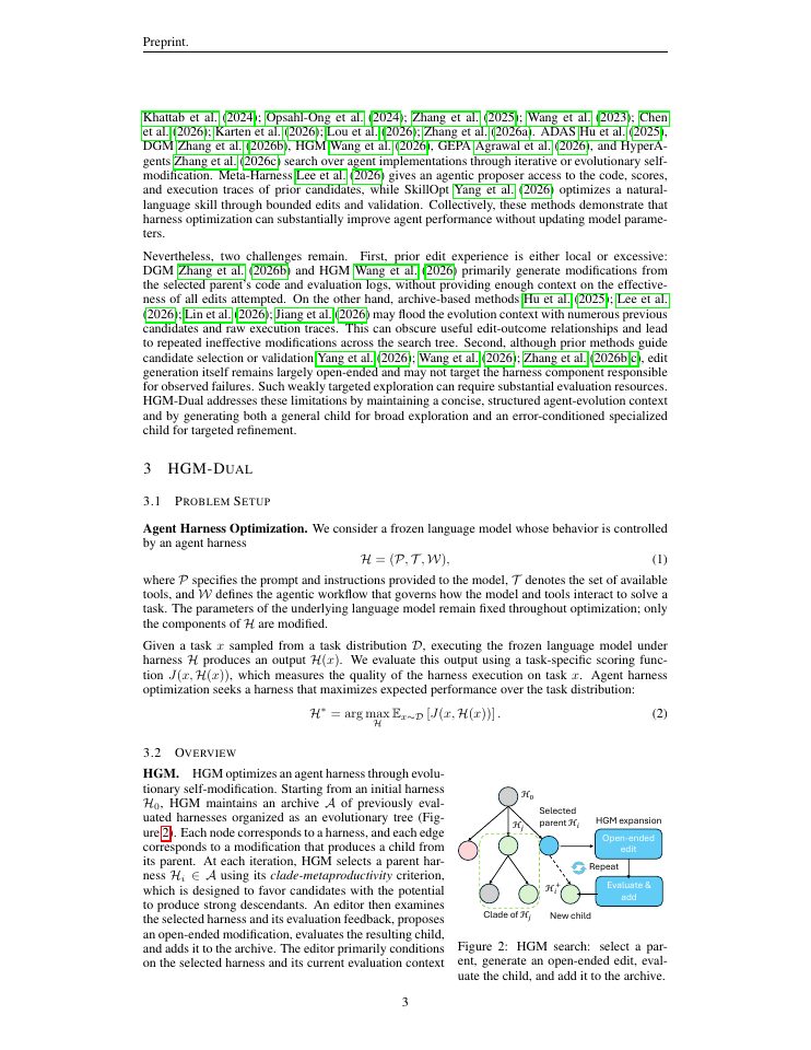 Page 3 of HGM-Dual: Lineage-Aware Guided Agent Harness Optimization for Long-Horizon Planning