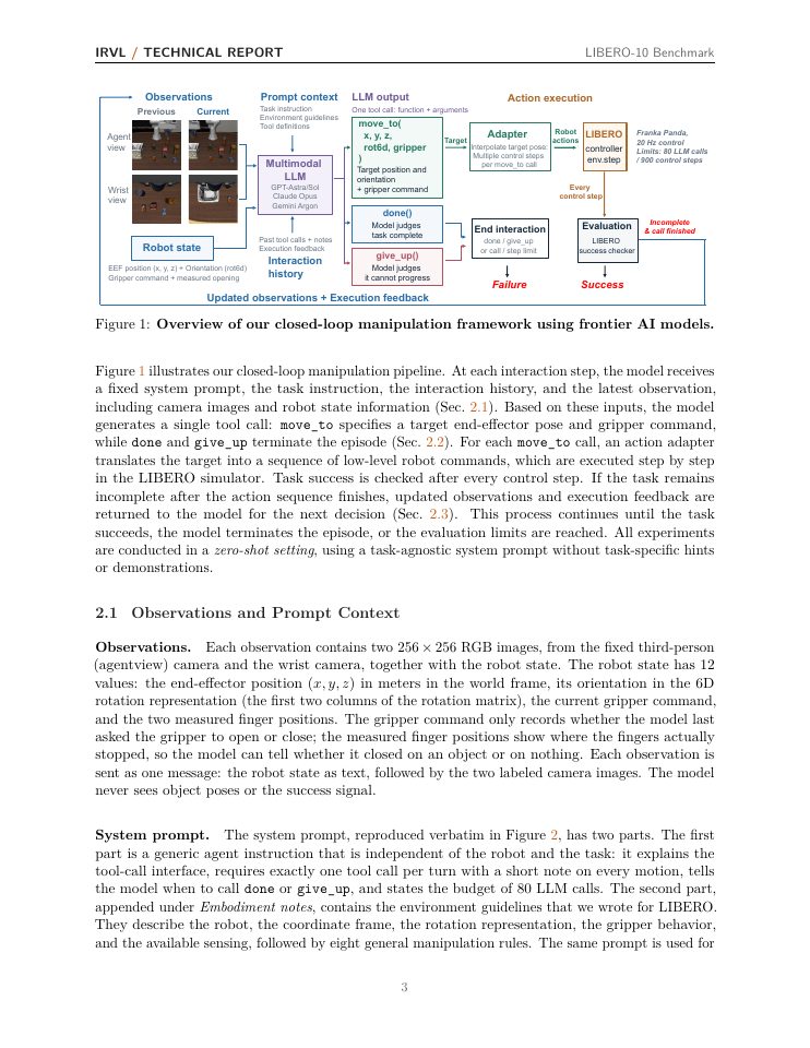 Page 3 of From Reasoning to Action: Benchmarking Frontier AI Models on LIBERO-10 Robot Manipulation Tasks
