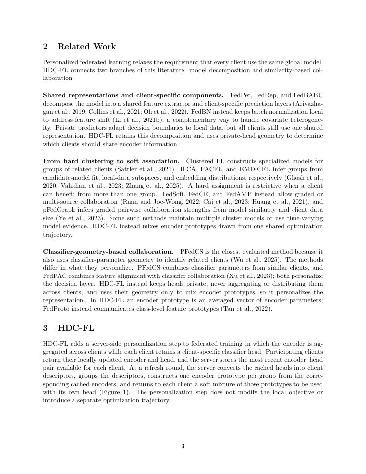 Page 3 of From Classifier Heads to Encoder Prototypes: Personalized Federated Learning with Head-Derived Clustering