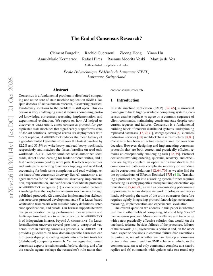 First page of The End of Consensus Research?