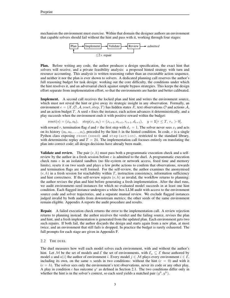 Page 3 of Environment Duels: A Microcosm of LLM Co-Evolution