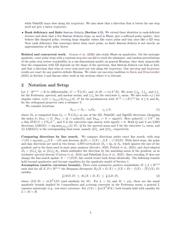 Page 3 of A Quadratic Lens on Muon's Polar Update: Benefits, Pitfalls, and the Role of Newton-Schulz