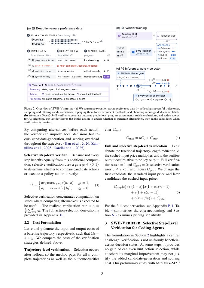 Page 3 of SWE-VERIFIER: Selective Verification for Cost-Efficient Coding Agents