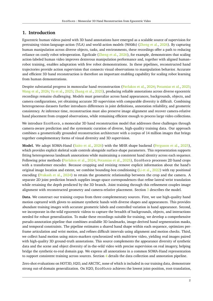 Page 2 of EgoHand: Monocular 3D Hand Reconstruction from Egocentric Video