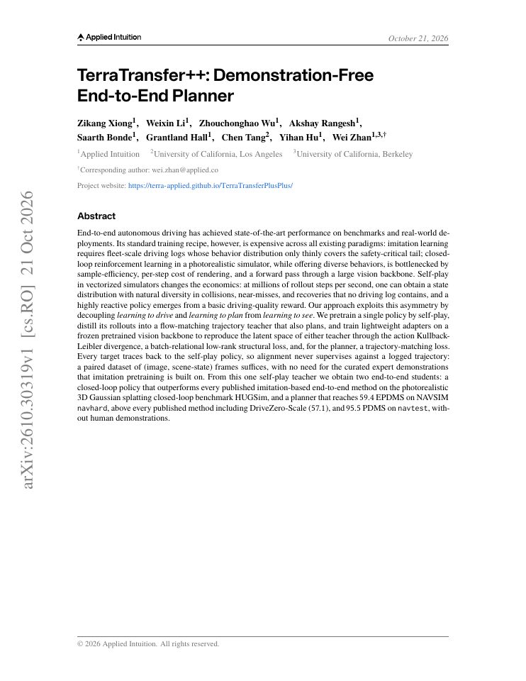 First page of TerraTransfer++: Demonstration-Free End-to-End Planner