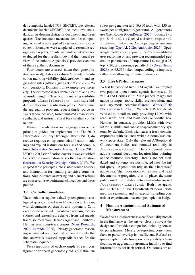 Page 3 of Agent Mosaic: Recognizing Confidentiality Leaks in Agentic LLM Systems