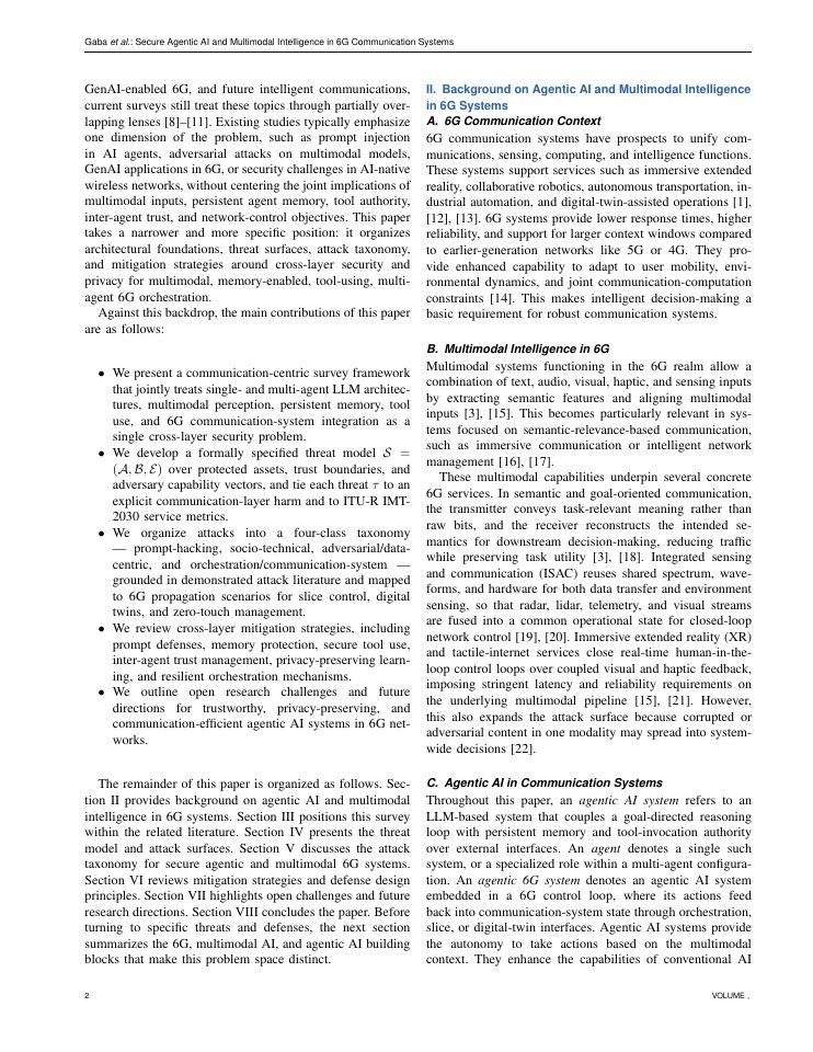Page 2 of Secure Agentic AI and Multimodal Intelligence in 6G Communication Systems