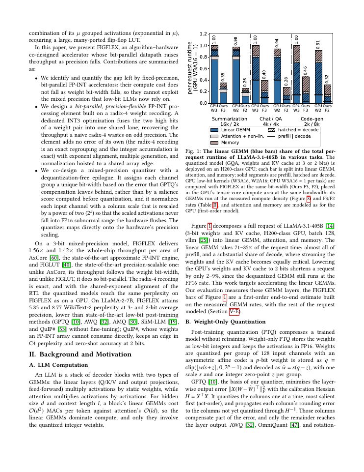 Page 2 of FIGFLEX: A Mixed-Precision FP-INT GEMM Accelerator Co-Designed with Low-Bit LLM Quantization