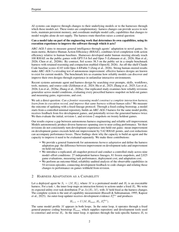 Page 2 of Can LLMs Improve Their Own Harness? A Controlled Study on ARC-AGI-3