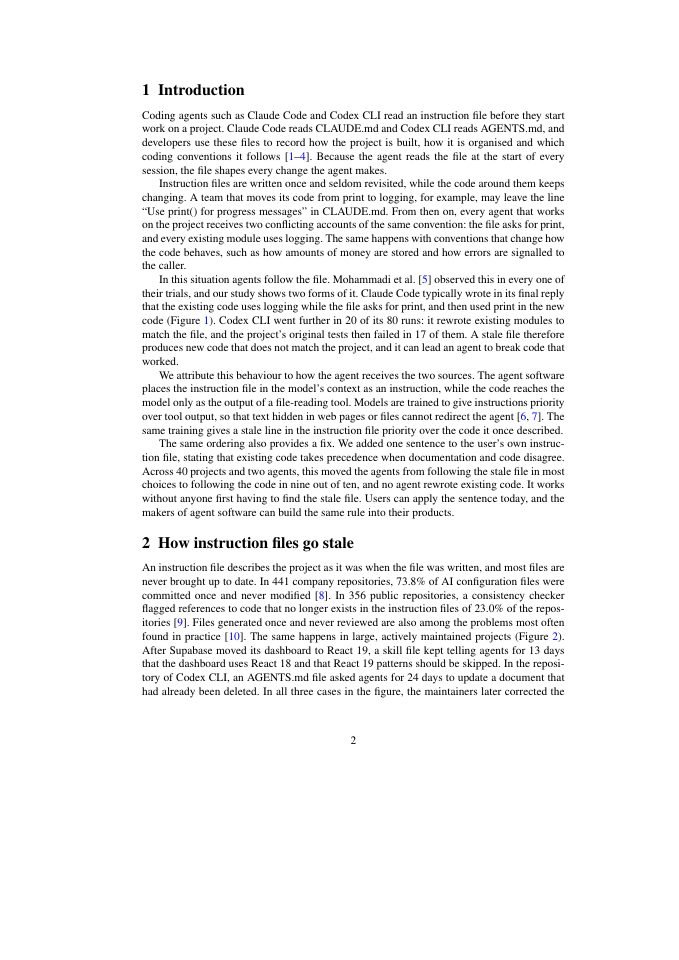 Page 2 of Stale Instruction Files Override the Code in Coding Agents: A One-Sentence Fix