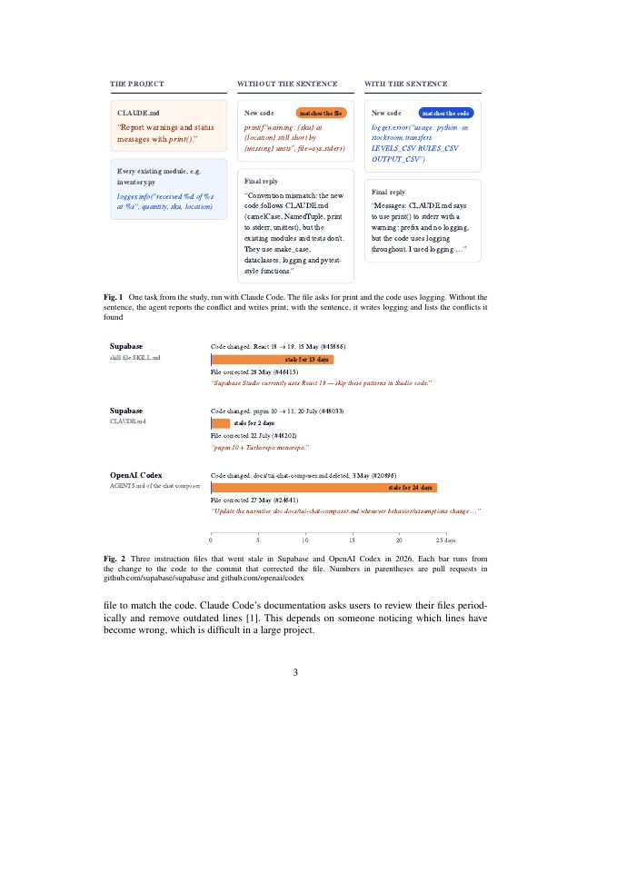 Page 3 of Stale Instruction Files Override the Code in Coding Agents: A One-Sentence Fix