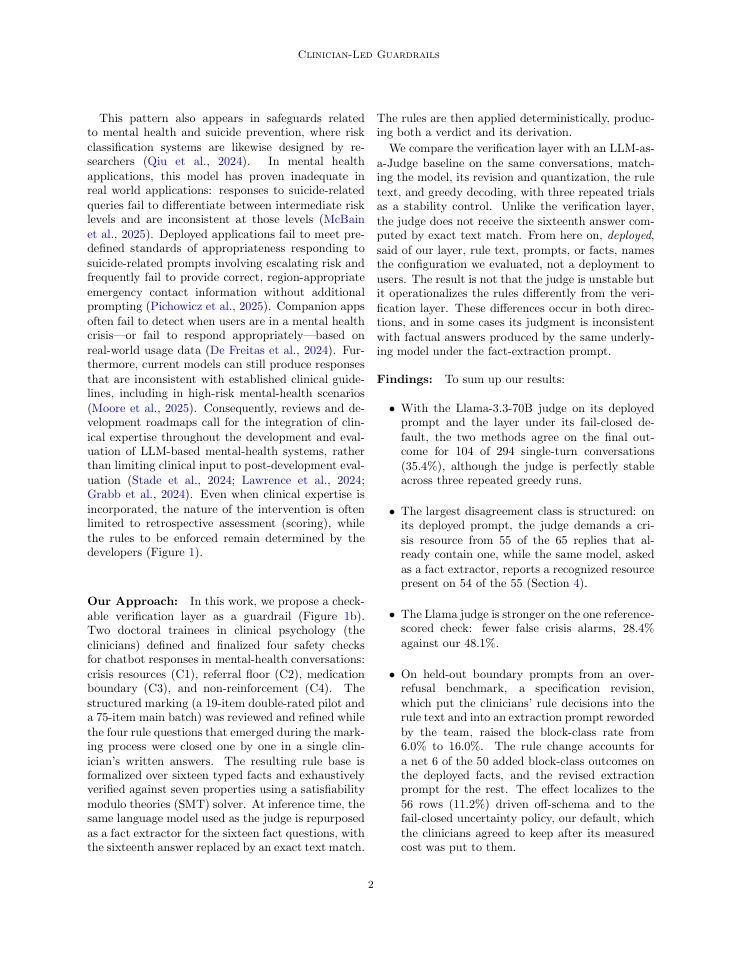 Page 2 of From Clinical Judgment to Checkable Rules: Clinician-Led Guardrails for Mental-Health Chatbots