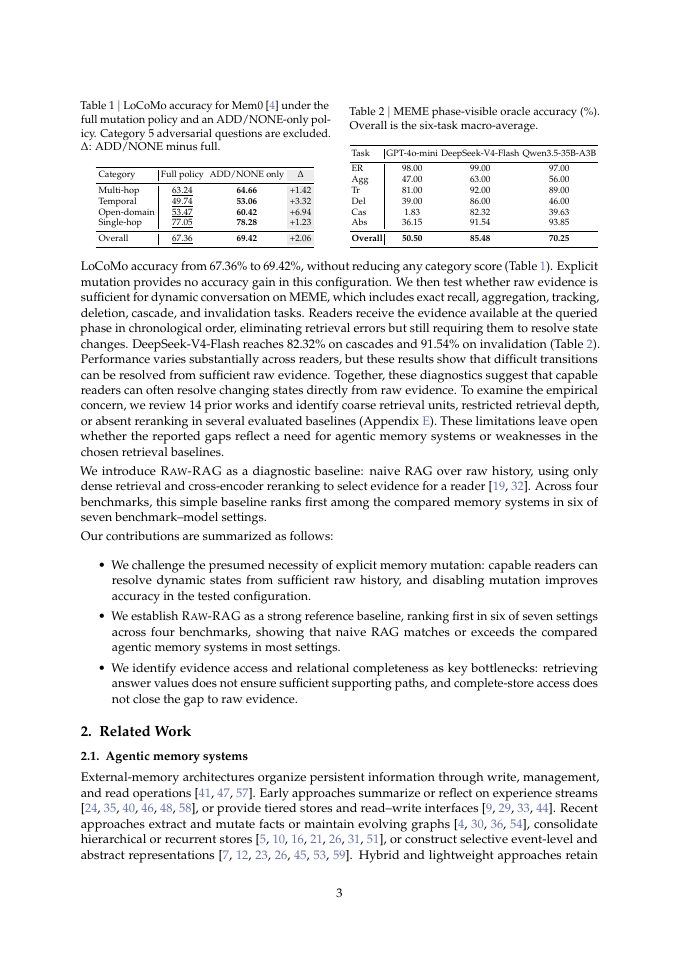 Page 3 of Is Complex Agentic Memory Always Needed? Naive RAG Is Stronger Than We Thought