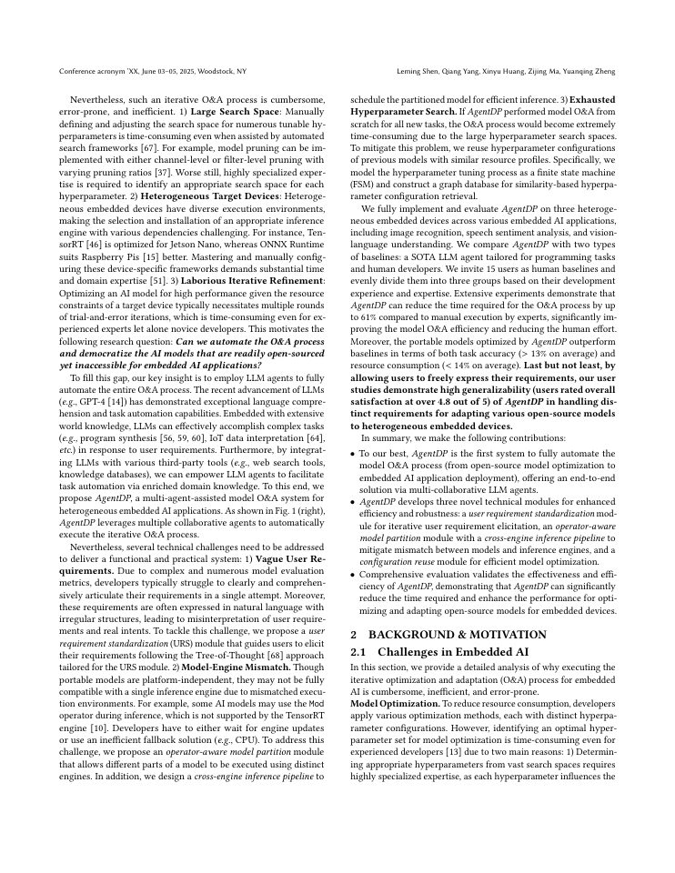 Page 2 of AgentDP: Towards Automated Model Deployment for Heterogeneous Embedded AI Applications