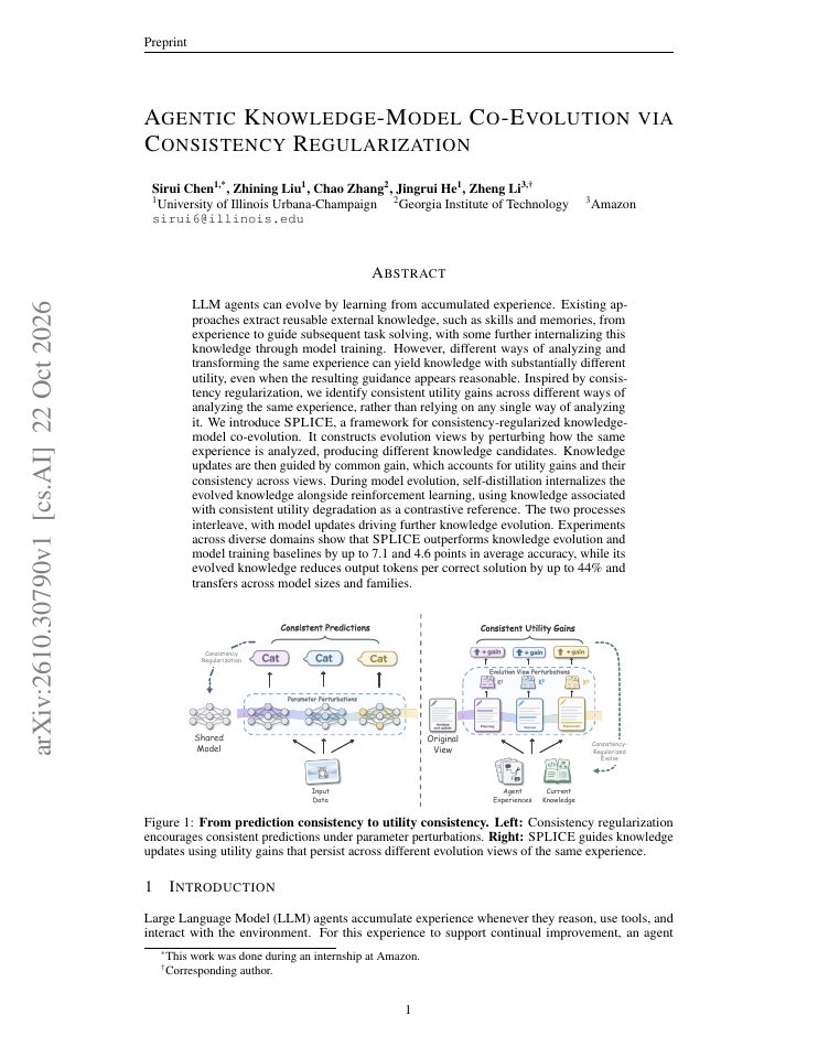 First page of Agentic Knowledge-Model Co-Evolution via Consistency Regularization