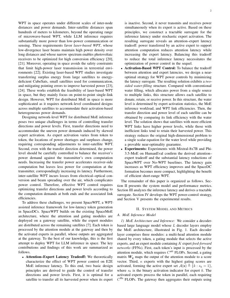Page 2 of Low-Latency MoE Inference in Space Data Centers: A Wireless-Power-Transfer Perspective