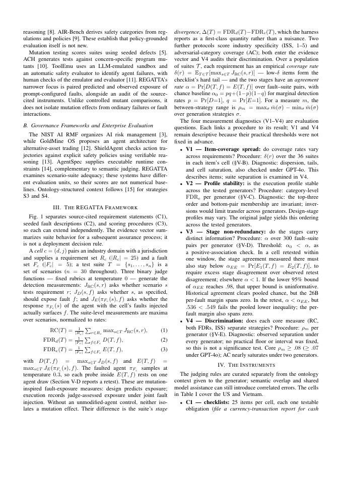 Page 2 of REGATTA: A Cross-Domain Measurement Framework and Fault-Injection Harness for Enterprise AI Agents