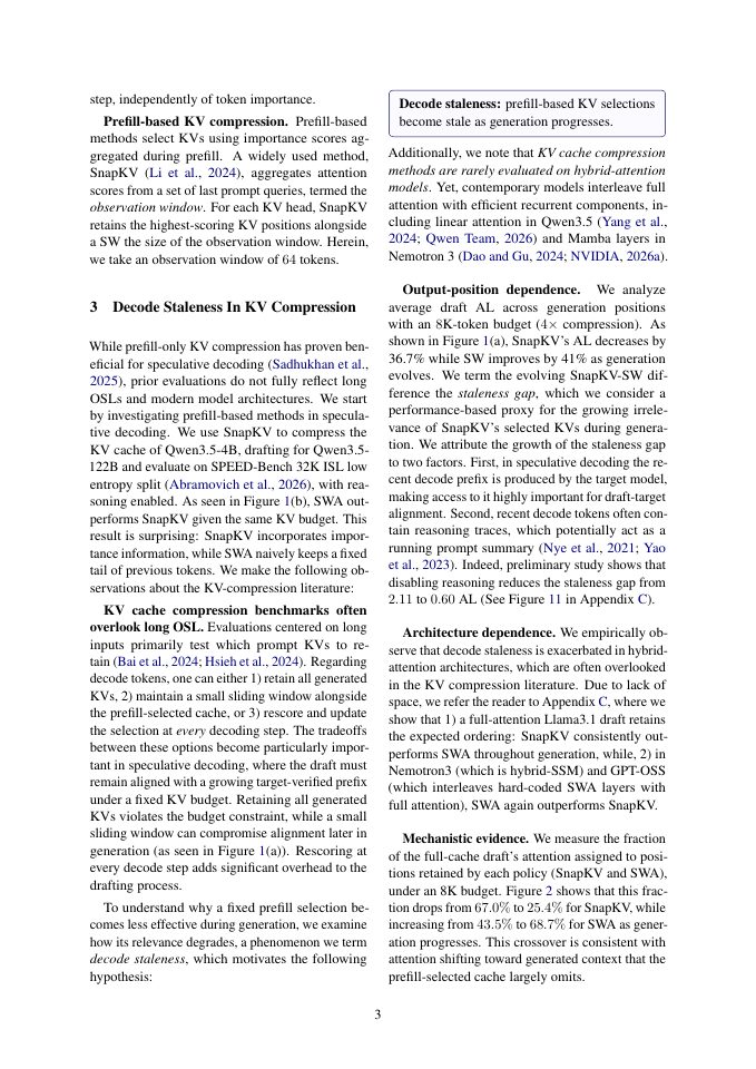 Page 3 of RIFT: KV Cache Compression for Draft Models with Complementary Compressibility Training