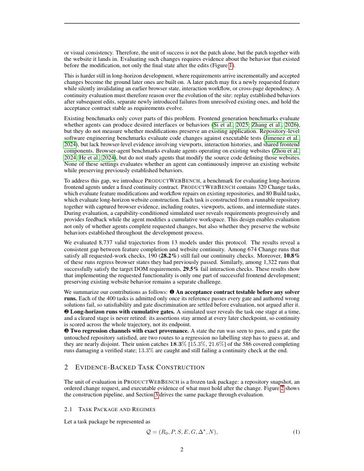 Page 2 of ProductWebBench: Evaluating Website Continuity Beyond Task Completion