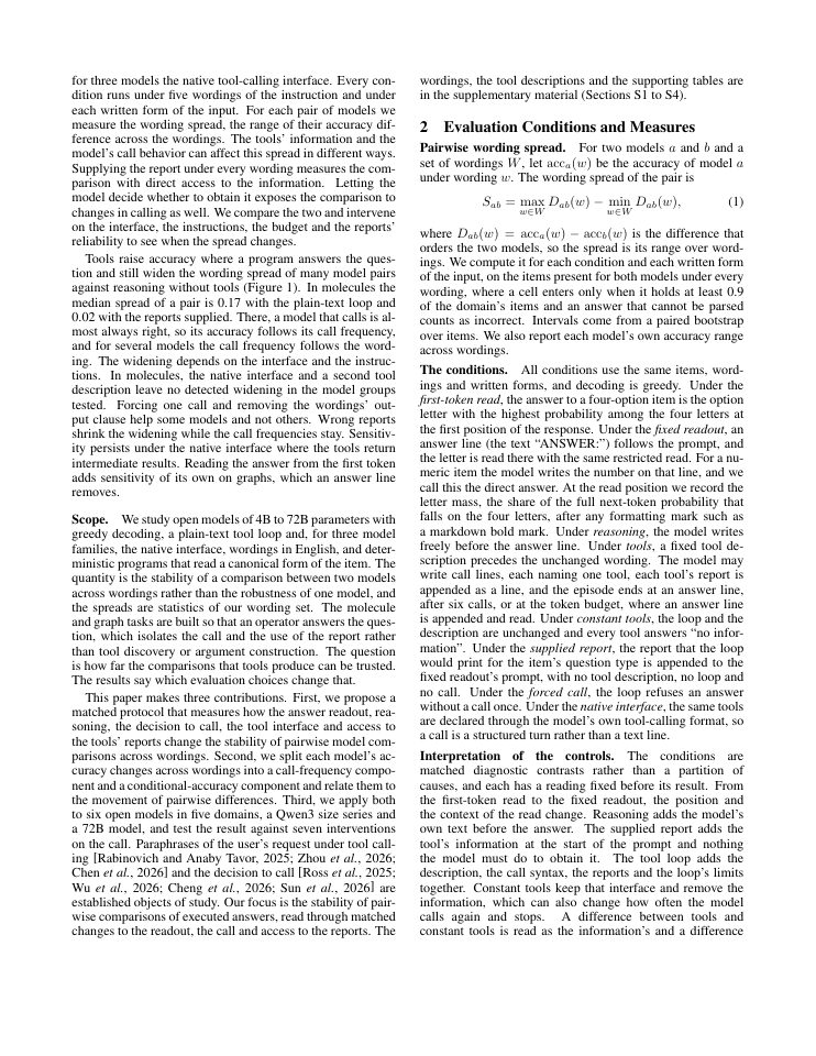 Page 2 of Prompt Sensitivity in Tool-Augmented Model Comparisons