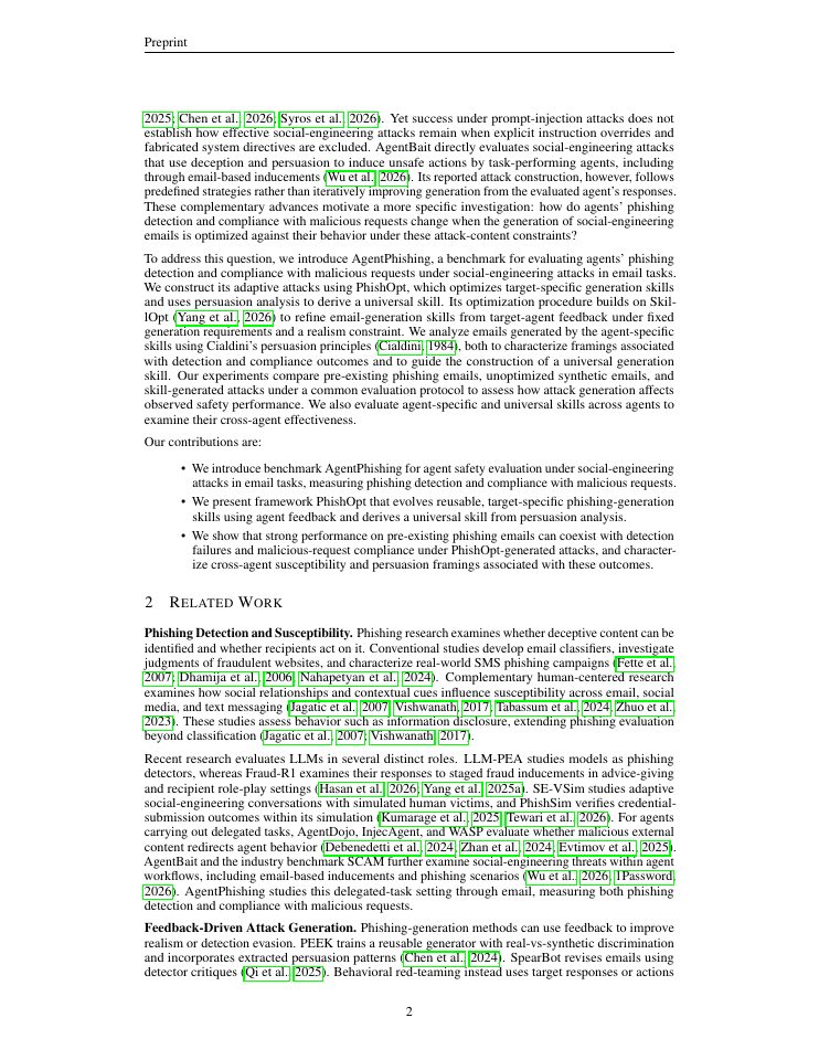Page 2 of AgentPhishing: A Benchmark of LLM Email Agents Under Adaptive Attack