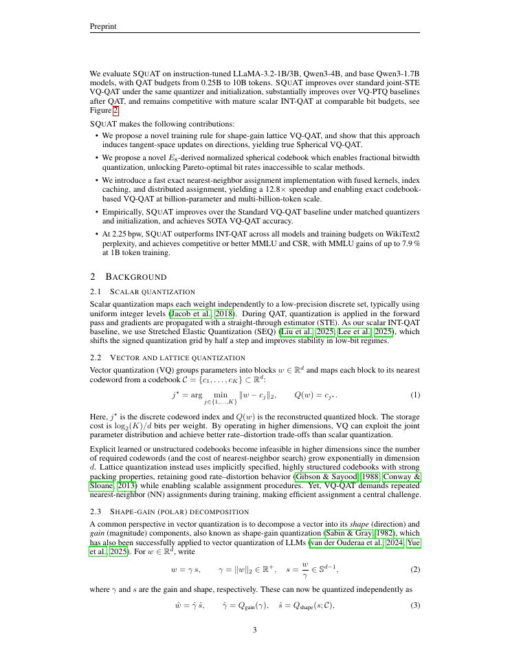 Page 3 of SQuAT: Spherical Lattice Vector Quantization-Aware Training