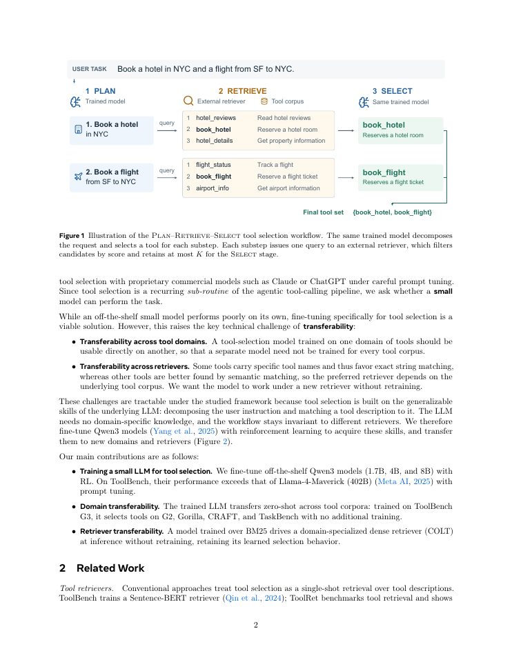 Page 2 of Training Small Language Models for Transferable Tool Selection