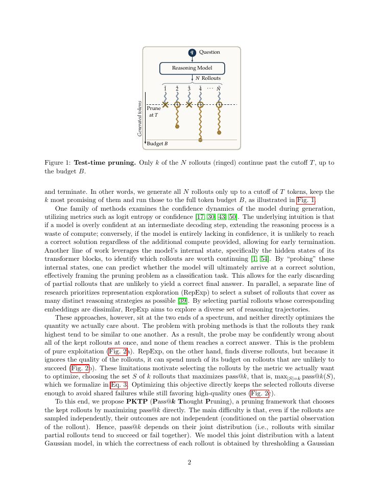 Page 2 of Direct Pass@$k$ Optimization for Thought Pruning: Balancing Quality and Diversity in Test-Time Reasoning